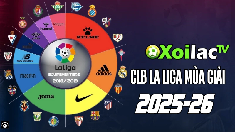 Danh sách các đội bóng tham dự La Liga 2025-26 trên Xoilac TV